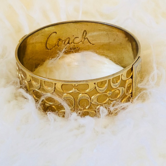 Coach Gold Tone Monogram Bangle Bracelet - Picture 4 of 5